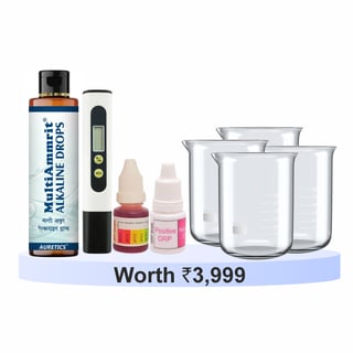Alkaline Demo Kit | For Live Water Testing | Contains pH drops, ORP drops, Beakers, TDS Meter and 100ml MultiAmmrit Alkaline Drops in Spray Pump