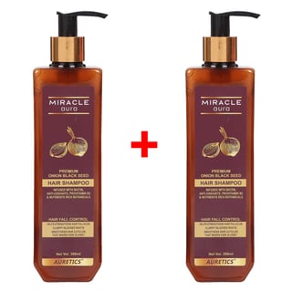 [1+1] MiracleAura: Premium Onion Black Seed Hair Shampoo with Biotin, Anti Oxidants & Provitamins