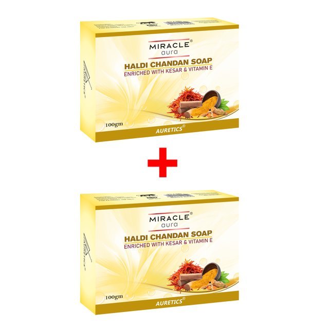 [1+1] MiracleAura: Haldi Chandan Soap with Kesar & Vitamin-E